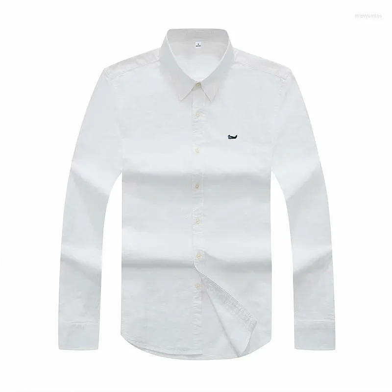 メンズカジュアルシャツ高品質の春秋の鉄のしわに耐える長い綿の男性男性トップの長袖フィットタイプ