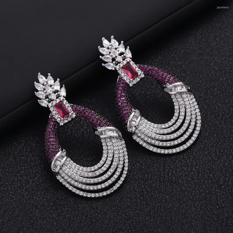 Studörhängen Jankelly Super Luxury Cubic Zirconia Statement For Women Bridal Dubai Big Earring Jewelry Accessories