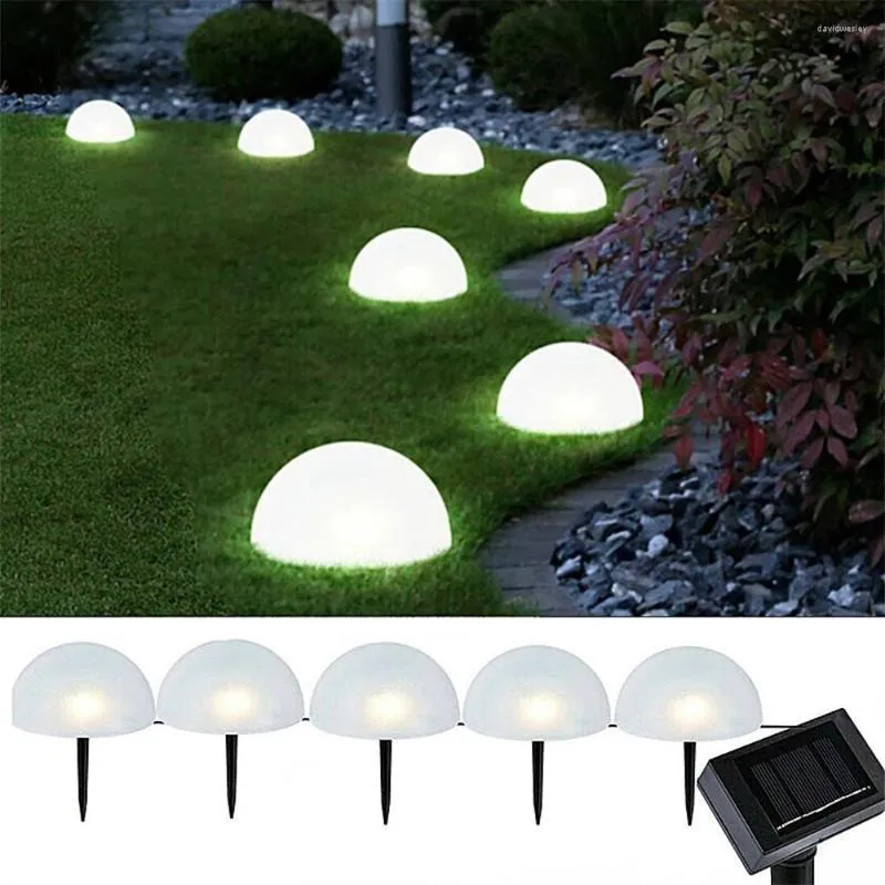 5pcs 태양 지상 조명 야외 정원 잔디밭 램프 창조적 인 반 볼 모양 방수 LED 램프 통로 조경 마당 장식