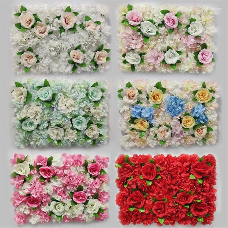 装飾的な花40x60cmシルクローズ人工花の壁パネル装飾背景DIYウェディングパーティーショップ偽物