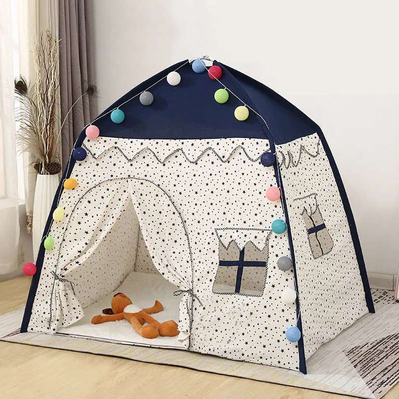 Tentes jouet 130 * 100 * 130cm enfants en intérieur Castle Princesse Tent lit Little Castle Princess House House Pliage Game Birthday Gifts 230111