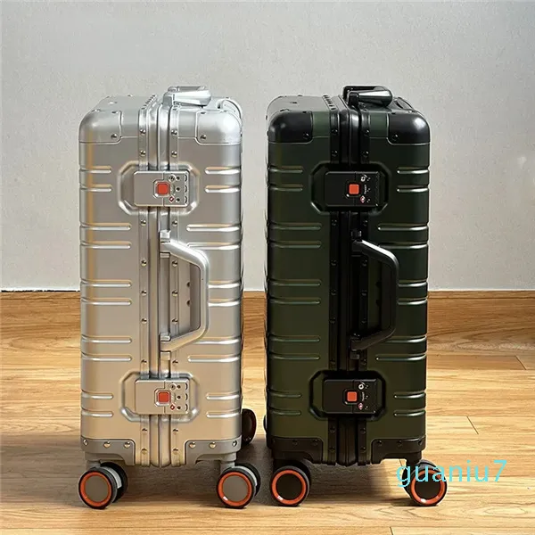 スーツケースオールアルミニウムマグネシウム合金旅行スーツケースメンズビジネスローリング荷物車輪トロリーキャリーオンキャビン