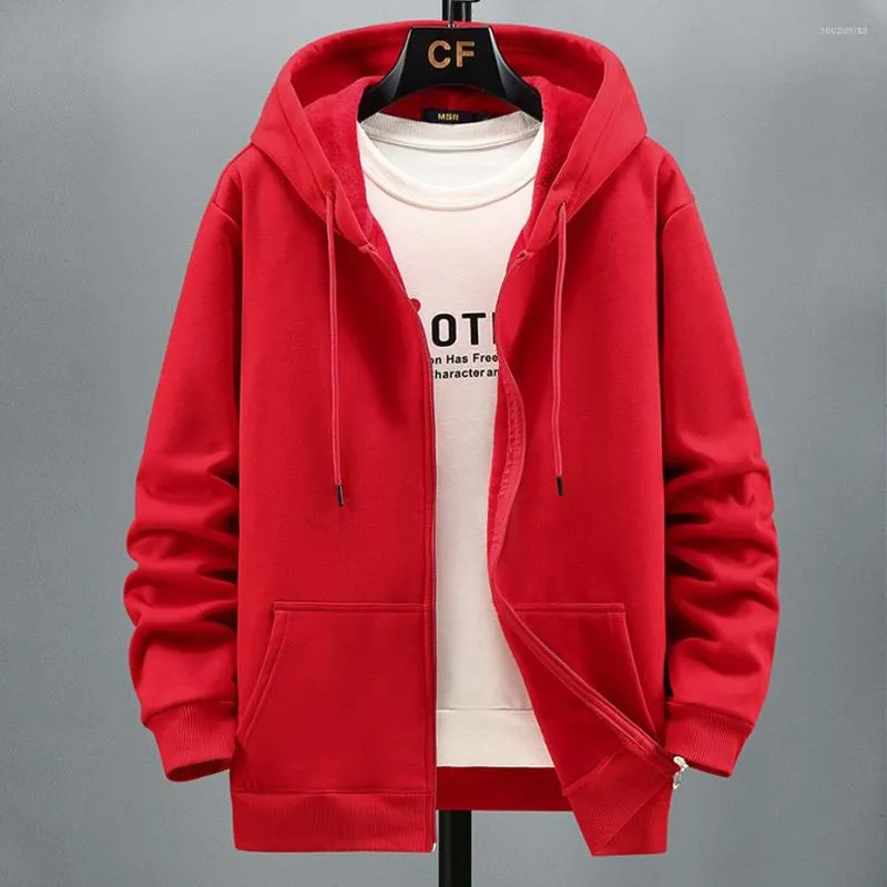 Men's red top zip up sweater