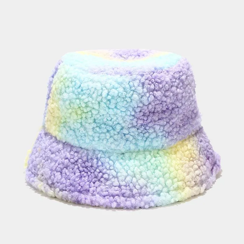 Bérets hiver chaud seau chapeau Teddy velours épais tie-dye pêcheur décontracté extérieur réglable pêche Panama pour femmes hommes