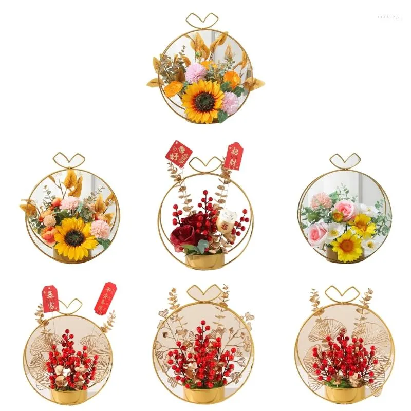 Decorative Flowers Artificial Red Flower Wealth Floral Simulation Ornament Crafts Decor For Festival Party Background