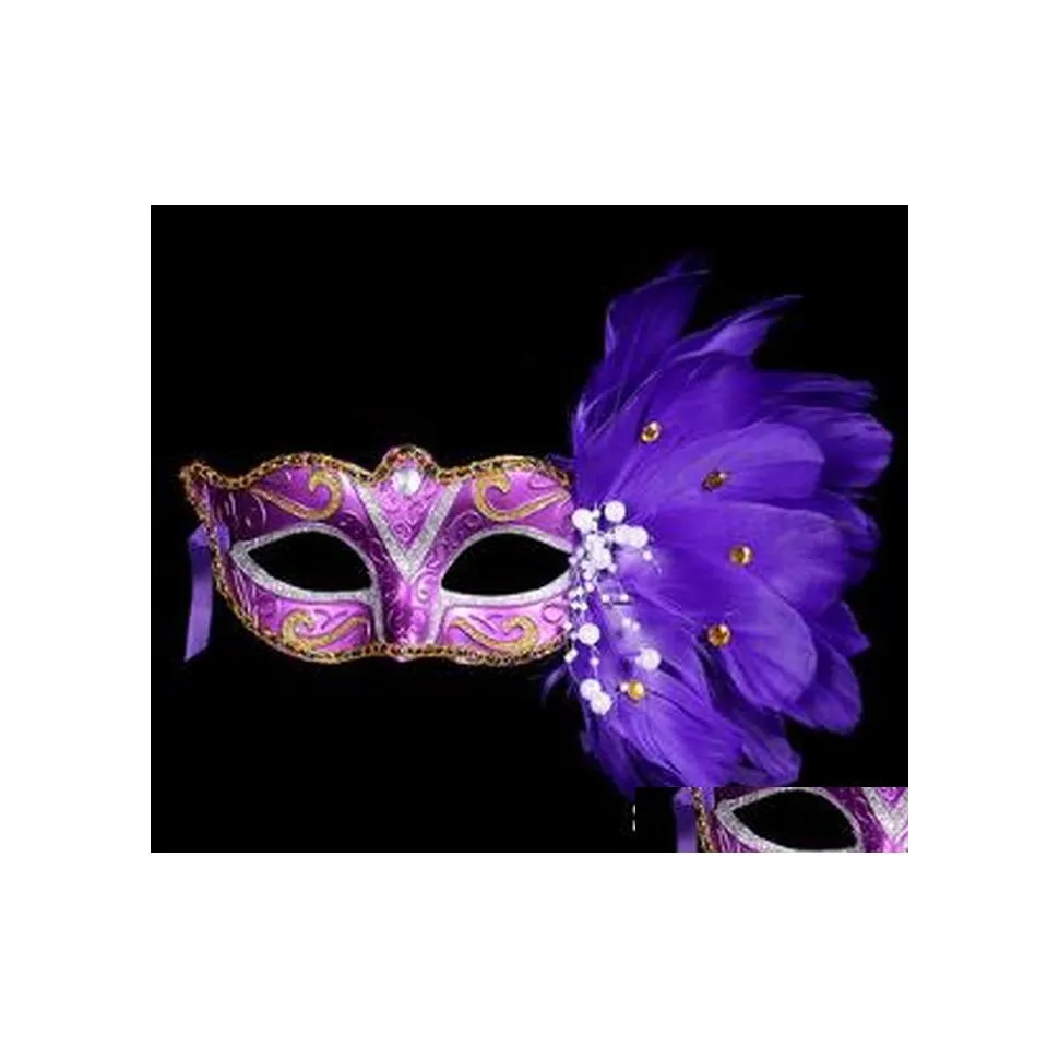 Party Masks Sexy Lady Mask Eye Nightclub Fashion Colorf Feather Accessories For Masquerade Halloween Drop Delivery Home Garden Festi Dh6Ea