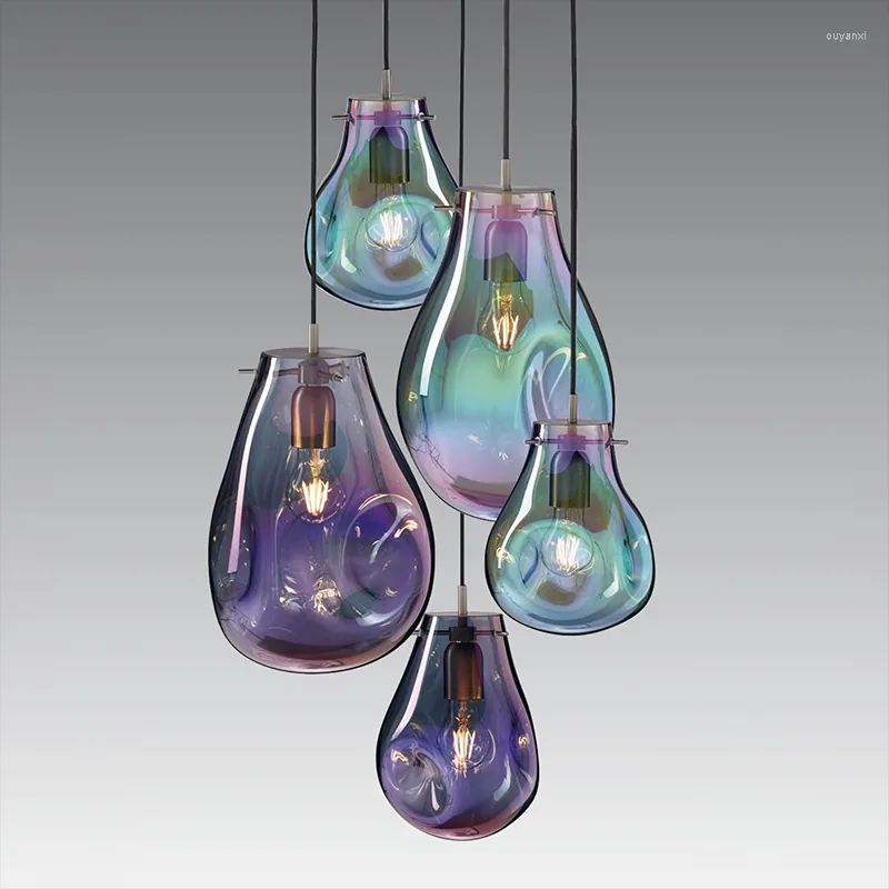 Lampy wiszące nordyckie szklane szklane szklane małe żyrandol nowoczesny prosty osobowość sztuka kawiarnia bar do łóżka