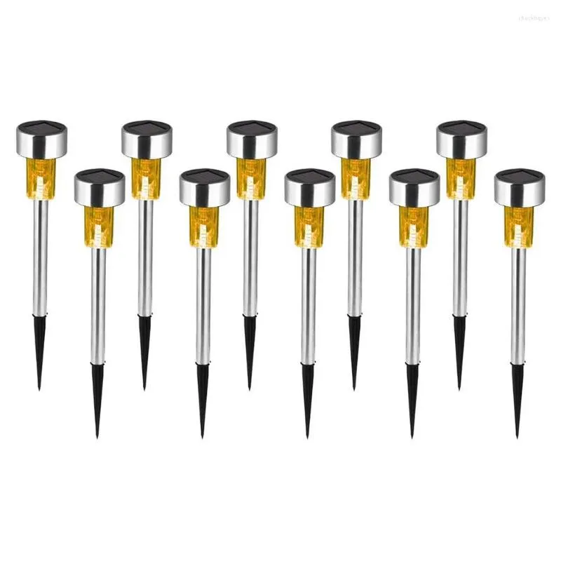 10 -stks LED Solar Lights Roestvrij stalen buis Lawn Stake Lampen Tuindecoratie