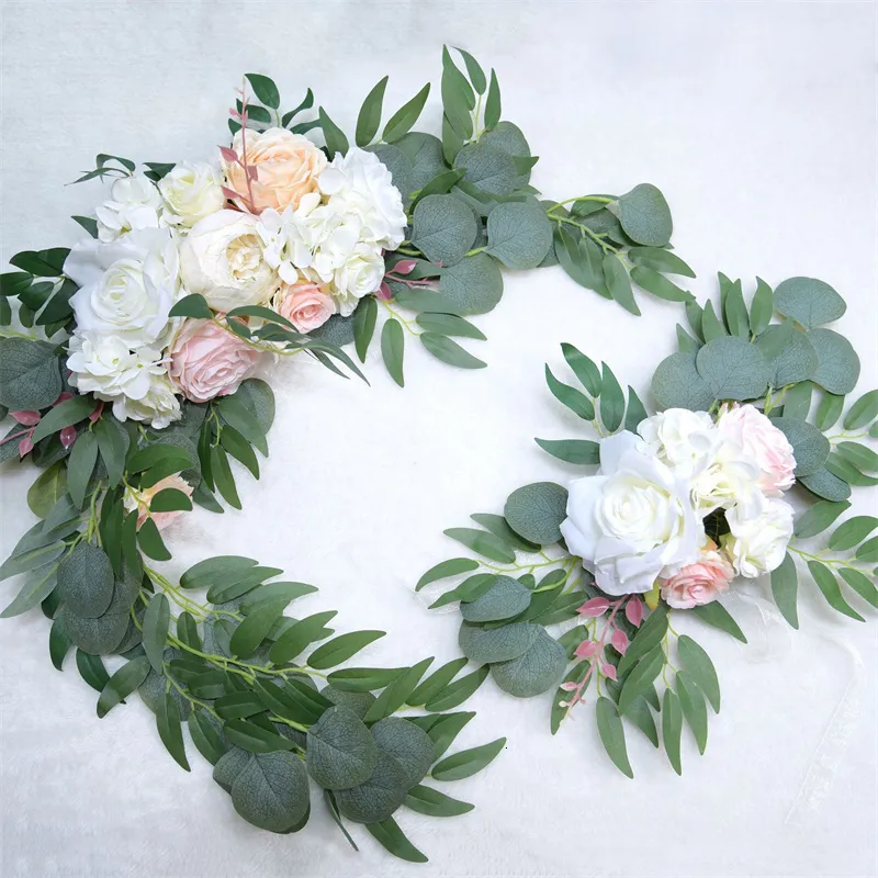 Decorative Objects Figurines 2pcs Peony Artificial Wedding Flower Wall Arrangement Arch Backdrop Decoration Rose Wreath Door Threshold Decor White 230110