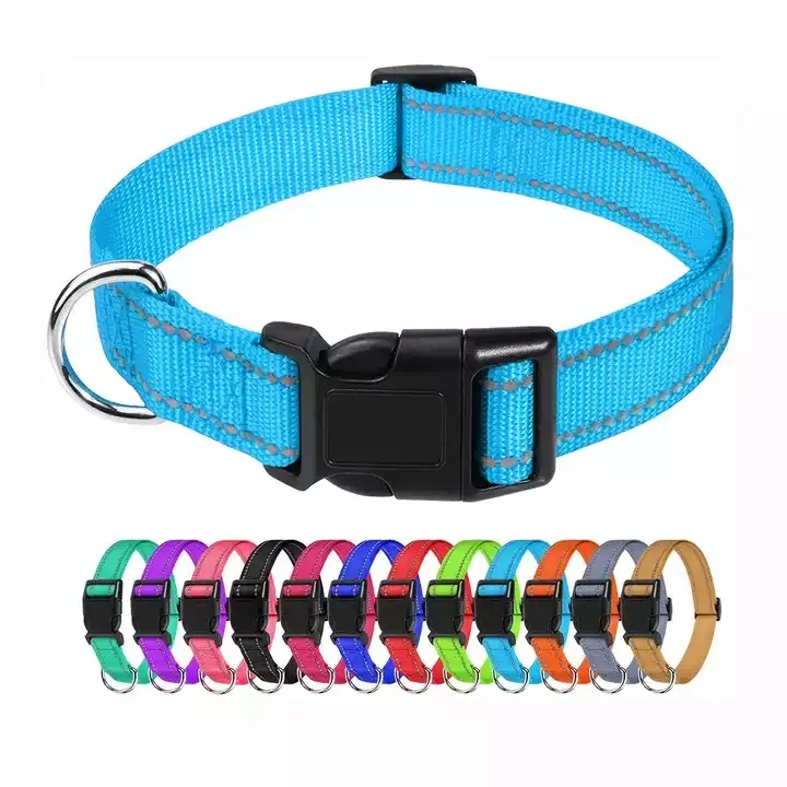 Colliers réfléchissants pour chiens Ceinture colorée anti-décoloration pour grand avec collier de chiot en nylon respirant rembourré en néoprène doux Fournitures pour animaux de compagnie réglables E0111