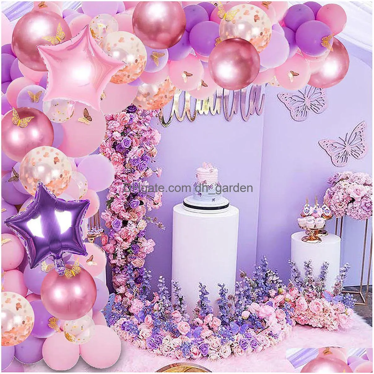 Autres Fournitures De Fête D'événement De Noël Ballon Violet Golden Butterfly Guirlande Décoration Dames Filles Bébé Anniversaire Drop De Dhgarden Dhycq