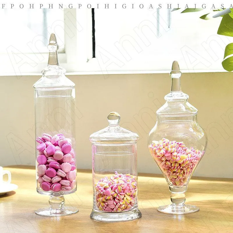 Storage Bottles Tall Feet Clear Glass Bottle Creativity European Wedding Decoration Ornaments Coffee Table Candy Jar With Lid