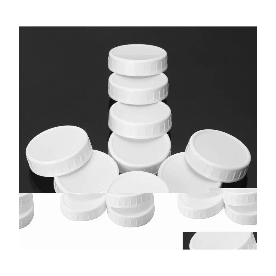 Kitchen Storage Organization 20Pcs Plastic Caps Lids Ribbed For 70Mm/86Mm Standard Regar Mouth Mason Jar Bottle Drop Delivery Home Dhhgd