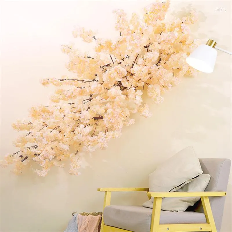 Dekorativa blommor 2023 Simulering Cherry Blossom Branch Artificial Flower El Wedding Decoration Home Party Decor Wall