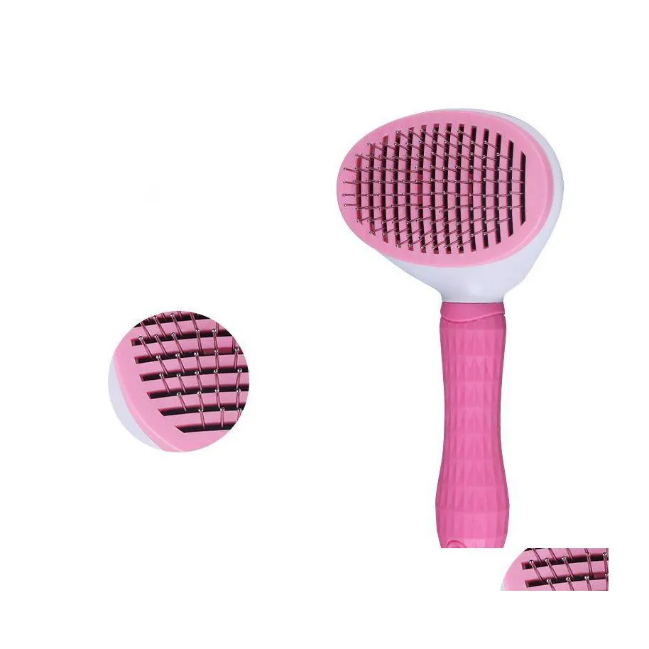 Dog Grooming Hair Removal Comb Brush Stainless Steel Cats Combs Matic Nonslip Brushs For Cleaning Supplies Drop Delivery Home Garden Otvbx