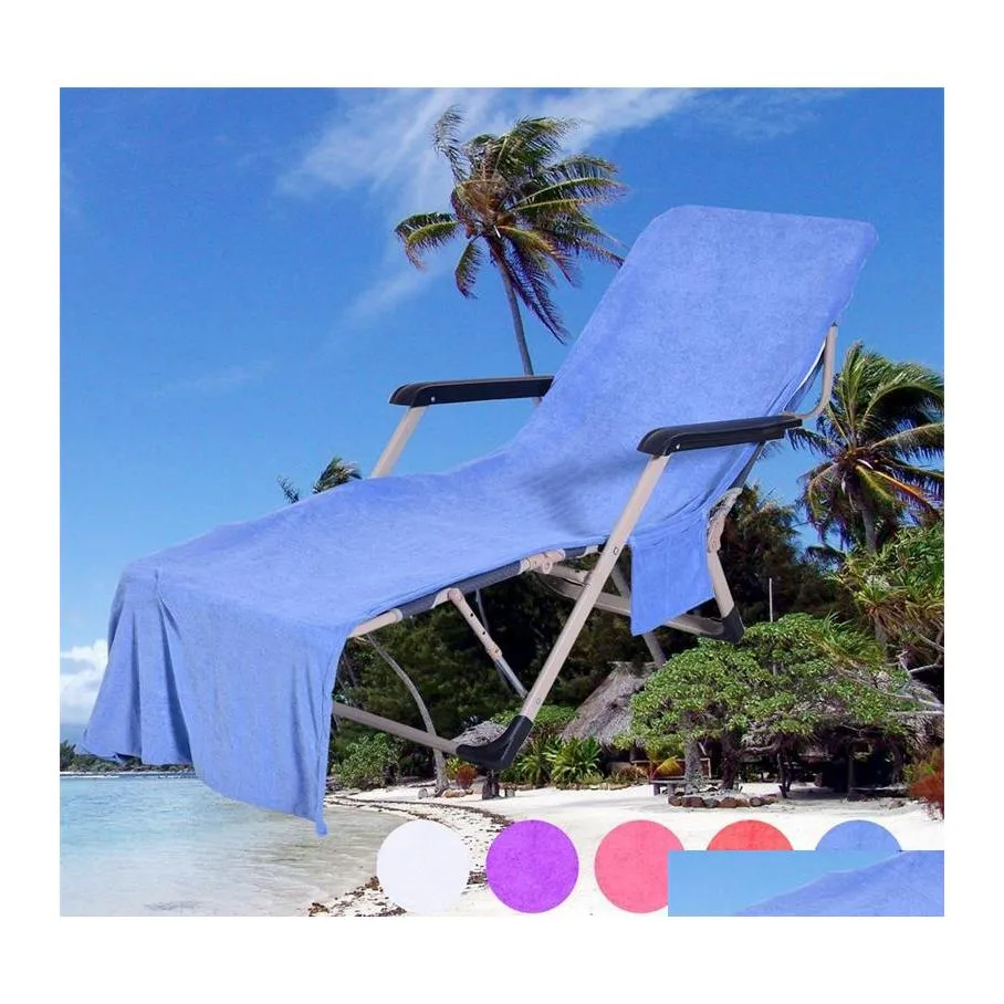 Blankets Microfiber Beach Chair Er Towel Pool Lounge Portable With Strap Towels Double Layer Blanket Drop Delivery Home Garden Textil Dhcld