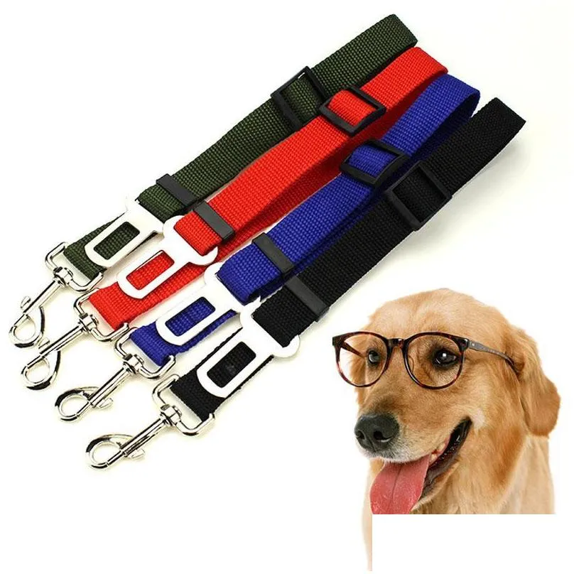 Hondenkragen ontleende puppy outdoor auto zitgordel huisdier veiligheidsreizen verstelbare harnas beperking lead clip veiligheidsgordel tqq druppel leveren dh04h