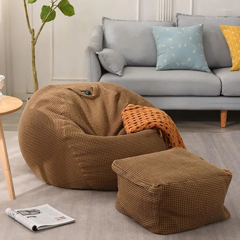 Housses de chaise Couverture de pouf en pur coton Manteau de pouf Style nordique Salon Chambre Adultes Durable Confortable sans canapé de remplissage