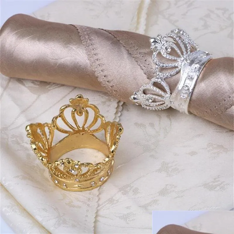 Napkin Rings Crown Ring Metal Shape With Imitation Diamond Holder For Home Wedding Table Decoration Buckle Drop Delivery Garden Kitc Dhng3