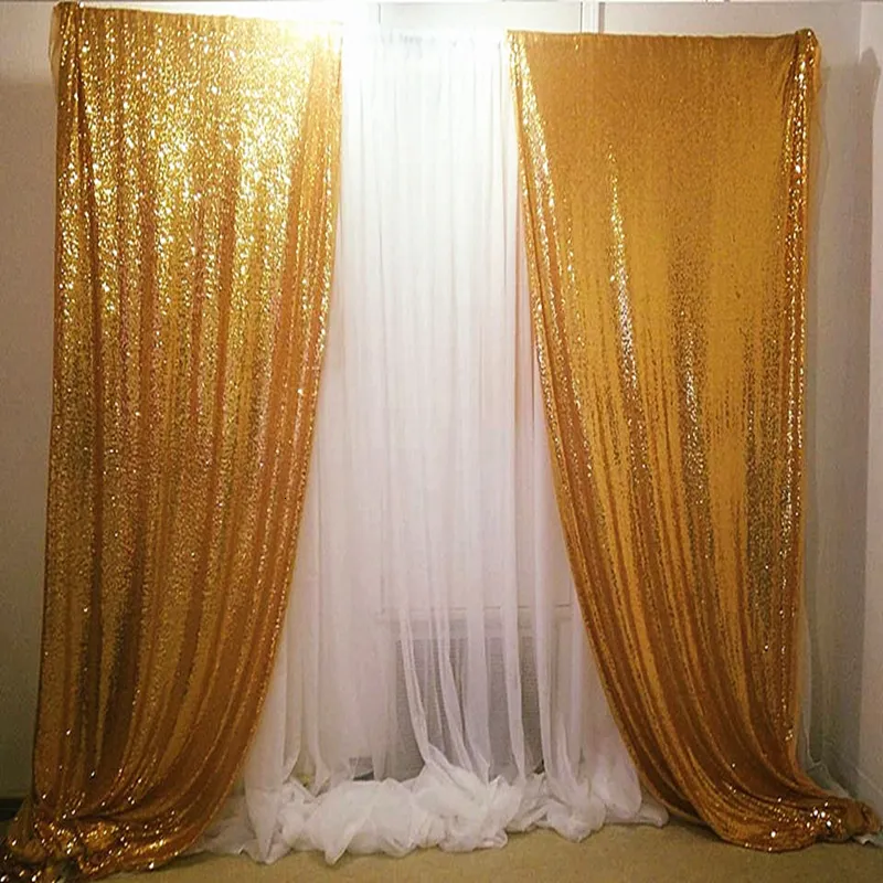 Autres fournitures de fête d'événement Gold Dark Sequin Toile de fond Mariage P O Booth Fond Décor Rideaux Drapé Panneaux 230111