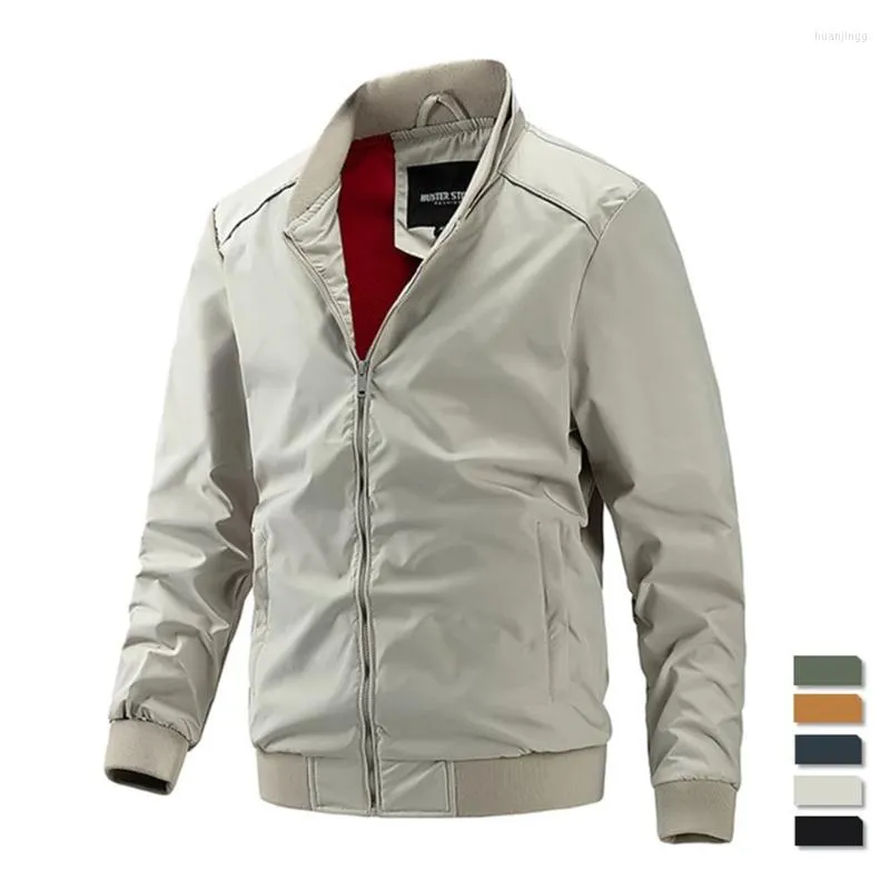 Vestes pour hommes coupe ajustée veste hommes Baseball décontracté col montant couleur unie Bomber mode vestes automne haute qualité manteau