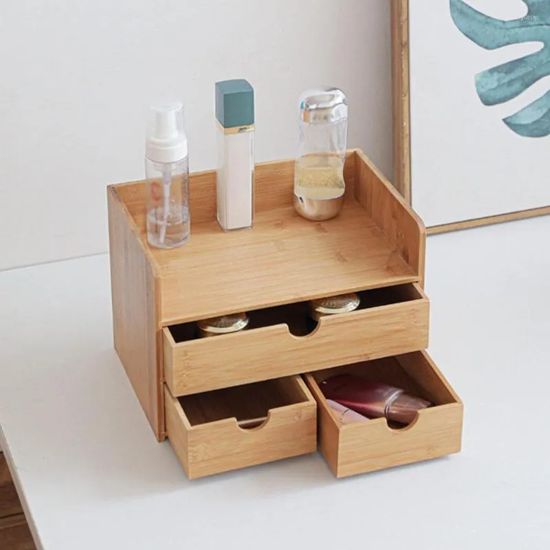 Storage Boxes Container With Drawer Desktop 3-Layers Cosmetic Case Separate Dressing Organizers Office Stationery Counters