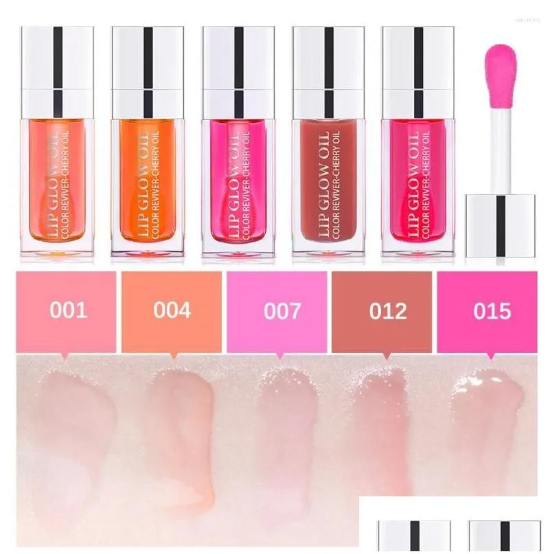 Lip Gloss 6Ml Crystal Jelly Moisturizing Glow Oil Kit Cherry Plum Sexy Plump Tinted Plumper Makeup Drop Delivery Health Beauty Lips Dhqse