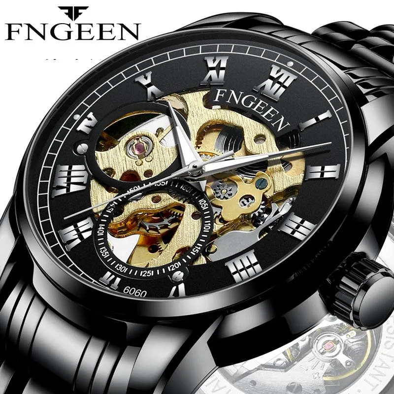 Zegarek na rękę automatyczne zegarek mechaniczny Sport Męskie zegarki męskie zegar ze zegarem Szkielet Relogio Masculino Prezent dla mężczyzn