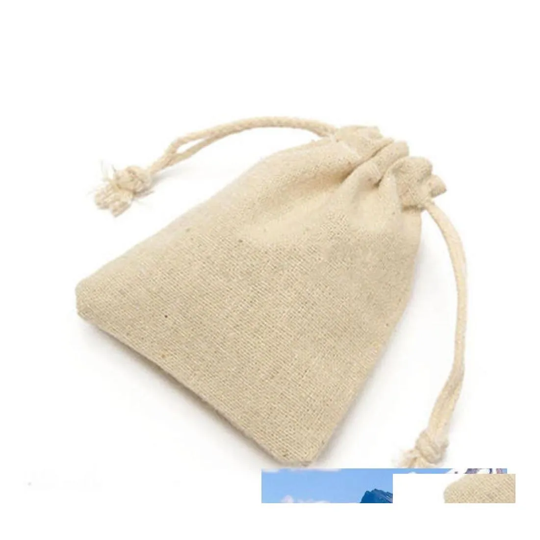 Gift Wrap 50Pcs Small Bag Natural Linen Pouch Dstring Burlap Jute Sack With Drop Delivery Home Garden Festive Party Supplies Event Otacl