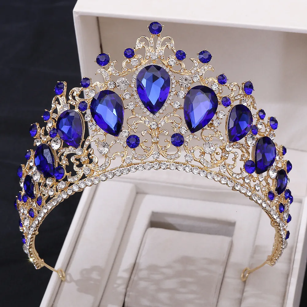 Bruiloft haar sieraden kmvexo barokke goud kleurrijke kristal tiaras kronen grote diadeem sluier tiara bruids hoofdbanden accessoires 230112