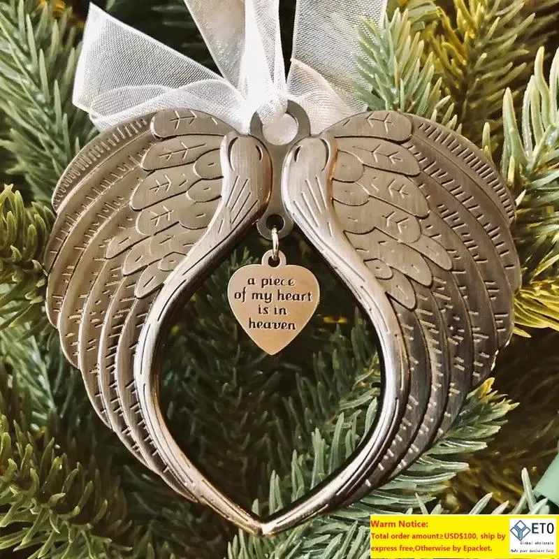Obiekty dekoracyjne figurki 2022 rok Wstążka Skrzydła Anioła Bożego Narodzenia Kawałek mojego serca jest w niebie Xams Tree Ornaments Prezenta