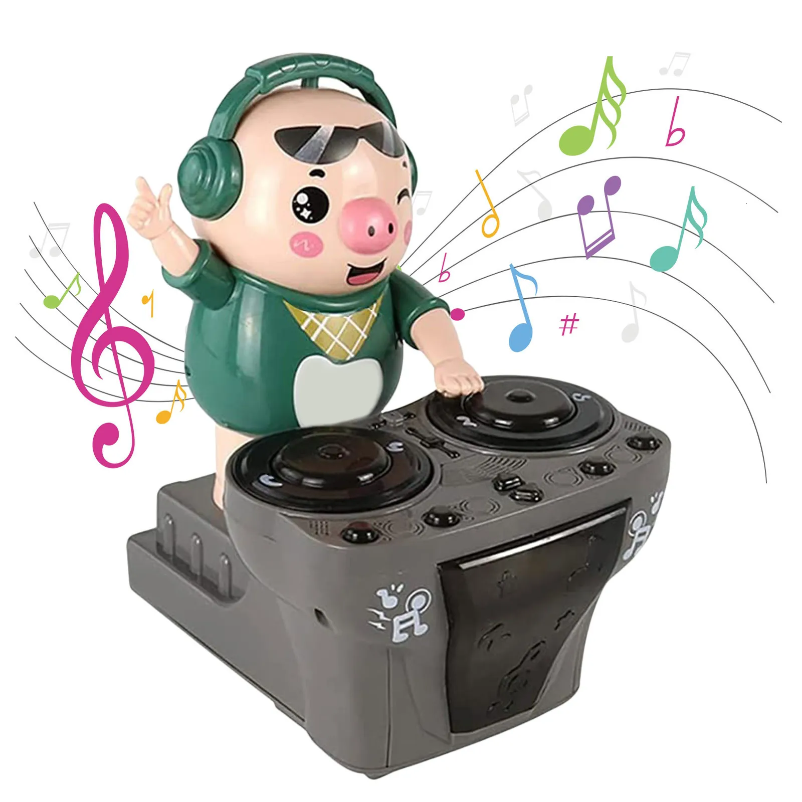 Dekorativa föremål Figurer DJ Rock Pig with Music and Light 3 Sound Effects Musical Learning Developy Toys for Baby Kids Birthday 230111
