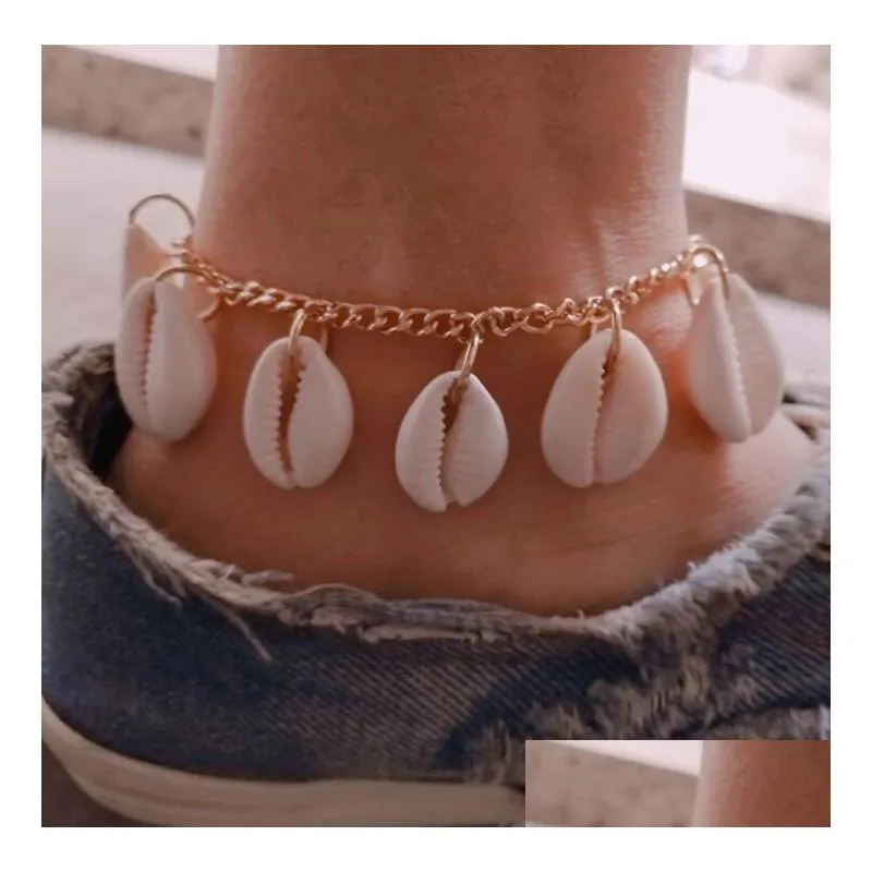 Anklets Bohemia Fashion Jewelry Shell Summer Beach Ankle Bracelet On Lady Accessories Drop Delivery Dh4Xr