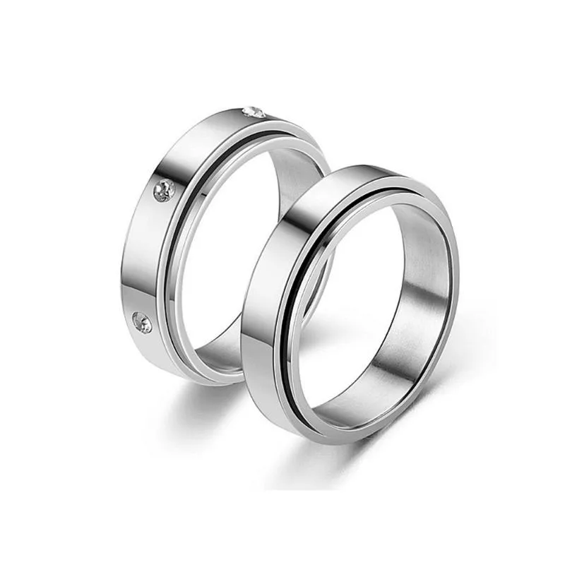 Wedding Rings Anxiety Fidget Spinner For Men Couple Stainless Steel Spinning Rotatable Ring Women Cool Punk Party Jewelry Gifts