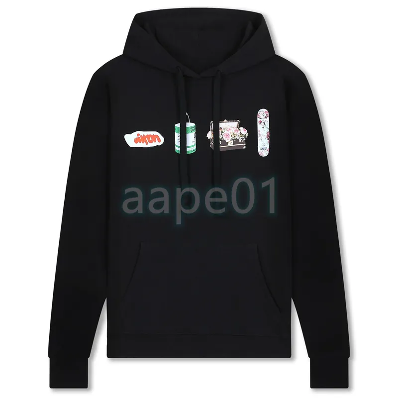 designerDesign Luxe Hommes Sweat À Capuche Fleur Skateboard Lettre Pull À Manches Longues Automne Mode Pull Col Rond Top Noir