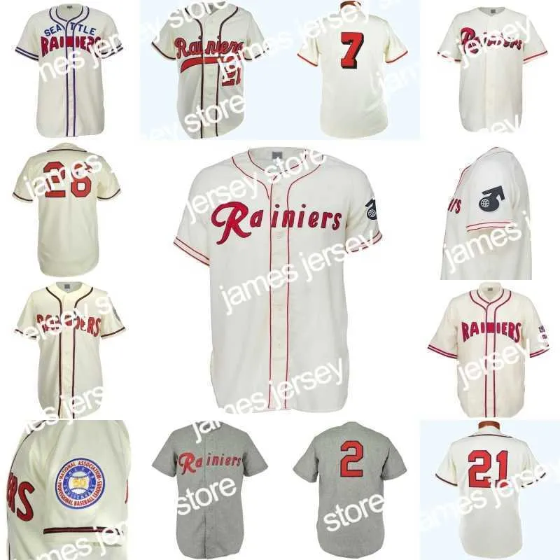 Baseball-Trikots, Baseball-Trikots der Seattle Rainiers, 1939, 1941, 1951, 1953, 1957, 1961, Heimtrikot, individuell, für Männer, Frauen, Jugendliche, beliebiger Name und Nummer, doppelt genäht, hoch