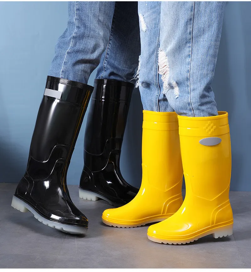 Rain Boots Comemore Autumn Low Heels shoes Couple Men Women High barrel Waterproof Boot Work Rubber Shoe Long Water Shoes 44 230112