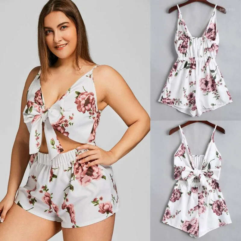 Kadınların eşofmanları artı boyutlu seksi zarif kadınlar kısa setler bayanlar mini playsuit tulum romper yaz plajı gündelik şort giysileri