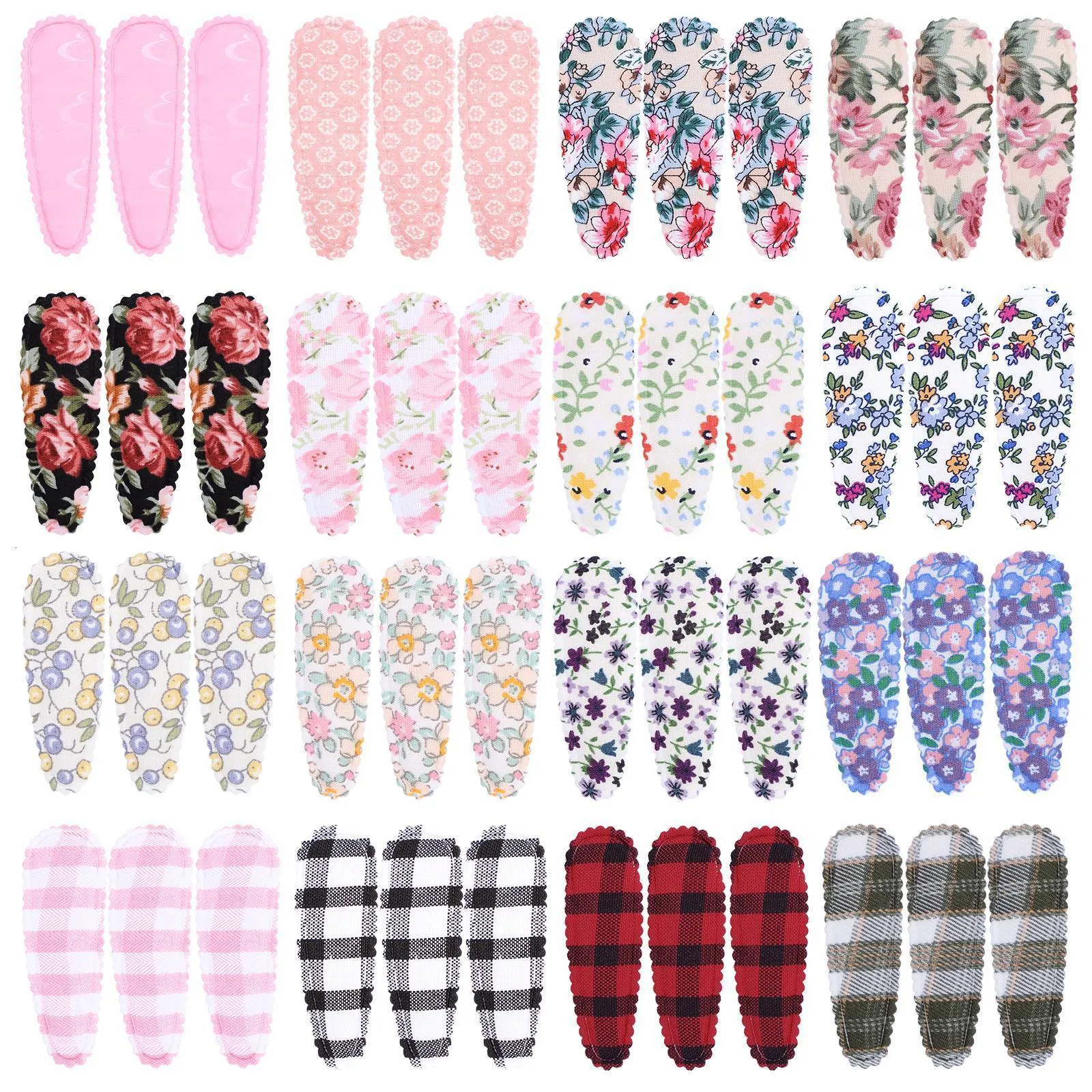 Pinces à cheveux Barrettes 120 pclot 2 "pour enfants femmes enfant fille Plaid Snap pince épingles BB bébé filles Floral 230112