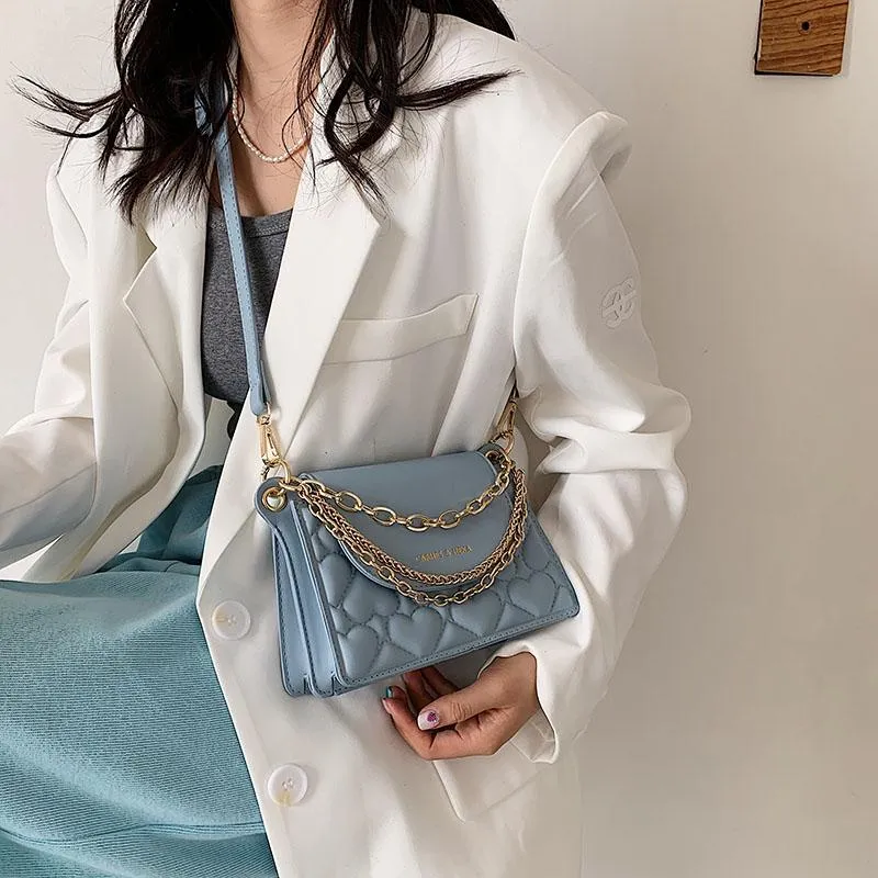 Evening Bags Fashion Girl Cute Handbag Small Gift 2023 Korean Version Chains Ladies Shoulder Bag Women's Cross Body Female Blue