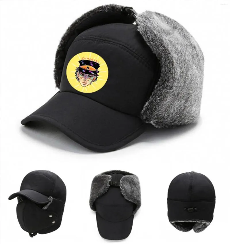 Berets Anime Golden Kamuy Logo Winter Warm Cap Cold Proof Cotton Hat Outdoor Ski Pullover Ear Protection Lei Feng