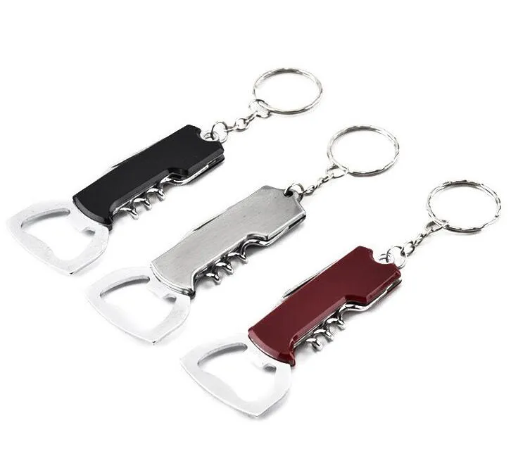 Keychain bierflesopener roestvrij staal multifunctionele opener creatieve cadeau keukengereedschap