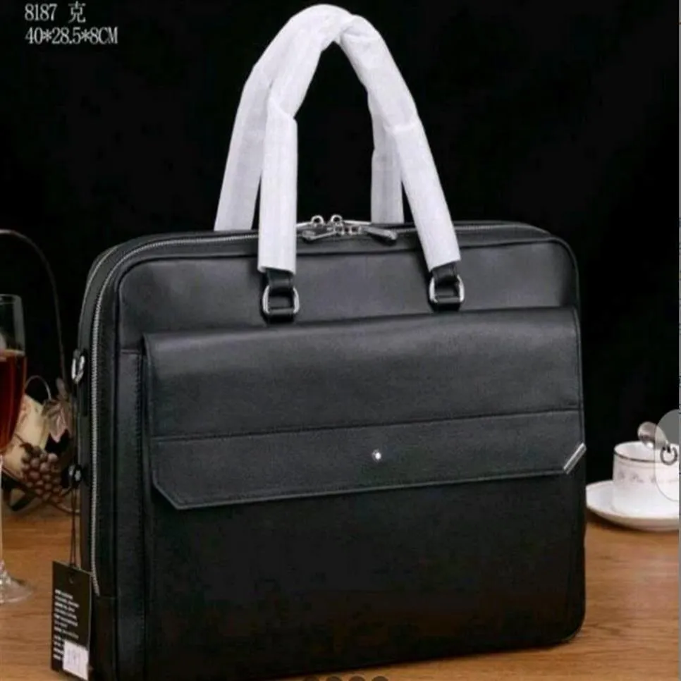 2022 Ny designer Mens Bag Högkvalitativ portfölj Real Leather Bags240G