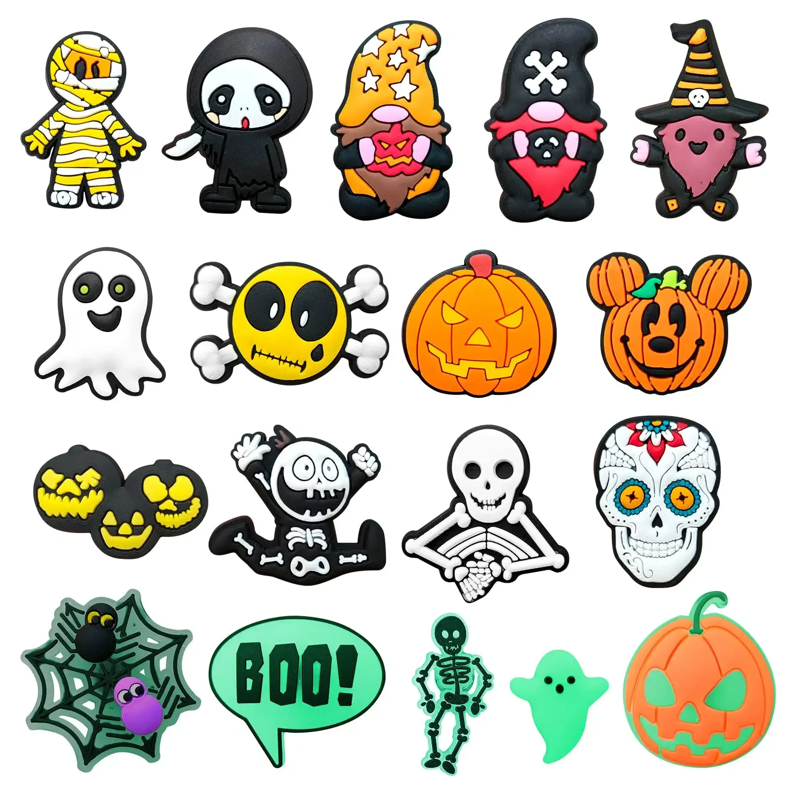 Sko delar tillbehör l halloween croc charms bk skl pumpa clog sandaler dekoration stift glödande barn pojke flicka adt män kvinnor horro ottnx