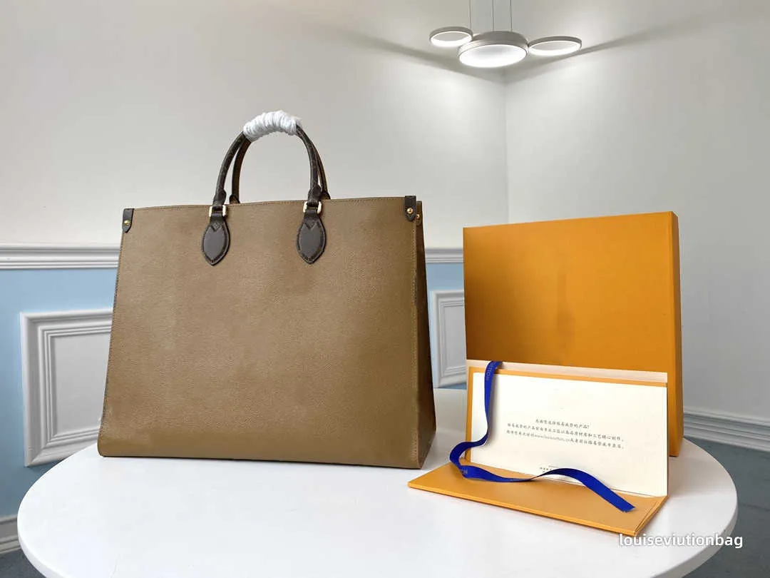 Lyxdesigner Fashion Brown Shopping Bag Hot-Selling Classic Brand Läder Storkapacitet Handväska