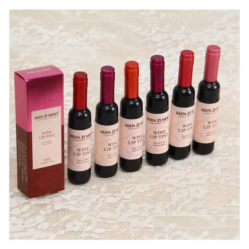 Red Wine Bottle Matte Tint Mini Lip Gloss Set Waterproof, Long Lasting