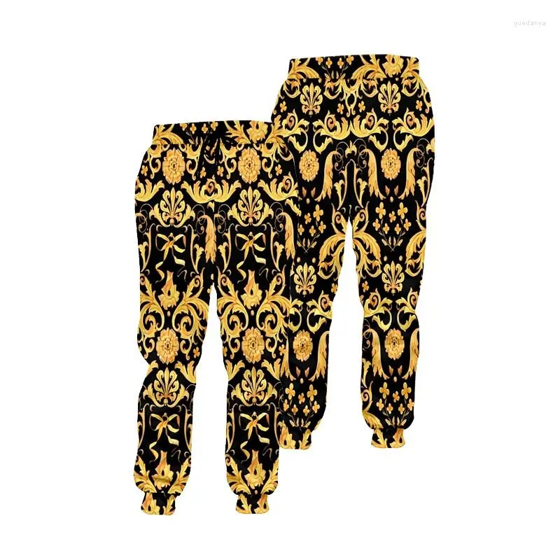 Pantalons pour hommes Style de cour baroque Pantalons de survêtement Baggy Joggers Golden Flower Wide Leg Oversized 3D Printing Pattern Wholesale Drop