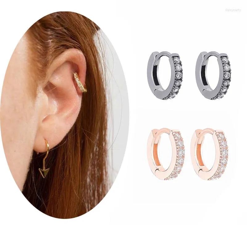 Boucles d'oreilles créoles Slovecabin 925 Sterling Silver 10 Color Huggie Earring Round CZ Minimal Delicate Design Gold Filled