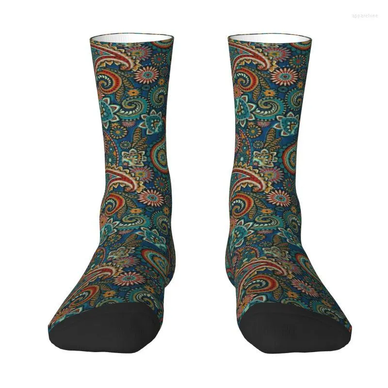 Meias masculinas Bohemian Style Bandanna Paisley Pattern Men Women Crew Unissex Cool Primavera Vestido de inverno de outono da primavera