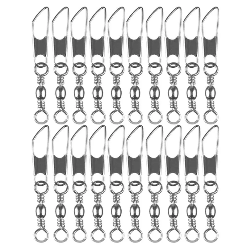 Vishaken 30 stks acht tekens Rolling Swivels Hook Connector Tackle-ringen (zilver maat 4)